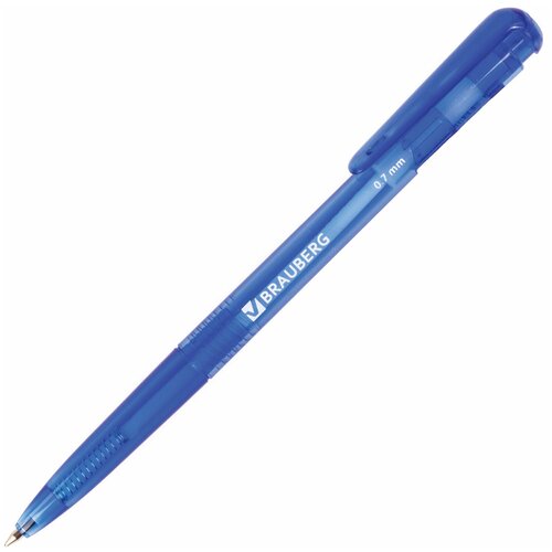 Ручка шариковая автоматическая BRAUBERG Dialog, синяя, корпус тонированный синий, узел 0,7 мм, линия письма 0,35 мм, 24 шт. шариковая ручка автоматическая index imwt250 wh синий 0 7 мм
