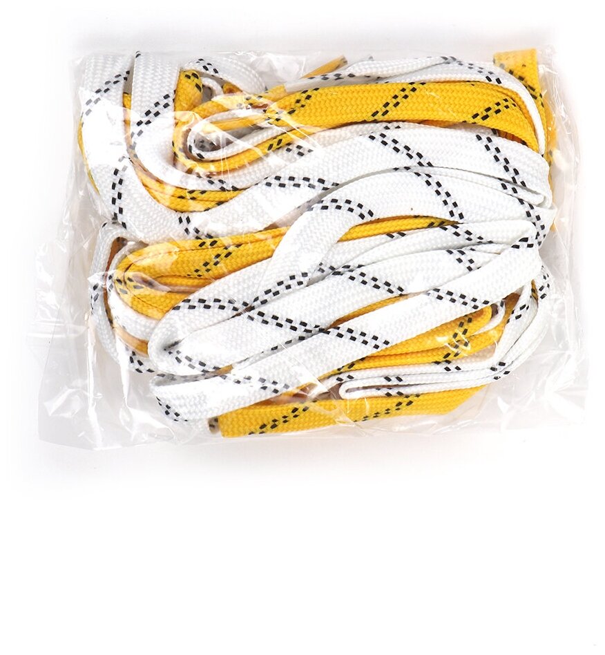 Шнурки хоккейные TBY 12-14 мм, белые, желтые, с черными точками, 244 см, 2 пары (001-10654) - фотография № 5