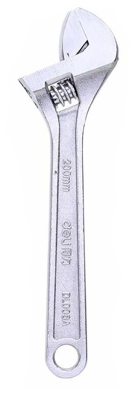 Разводной ключ Deli DL008A 8" Длина: 200 мм. Регулируемый размер зажима: 0-28 мм. Кованая специальная инструментальная сталь. Хромированная о