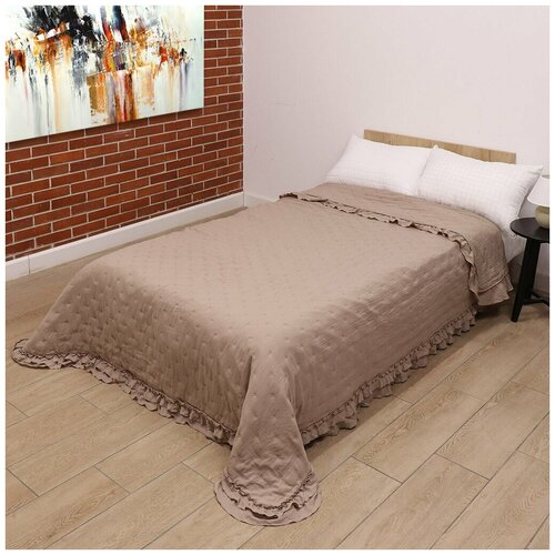 Покрывало евростандарт, 240х260 см, 100% полиэстер, Silvano, Ультрасоник Прованс, бежевое