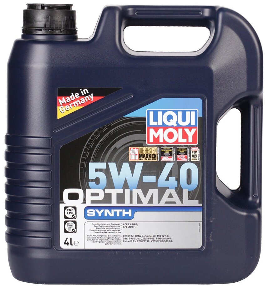 Liqui moly Масло Мотор Optimal Synth 5w-40 Син. (4 Л.)