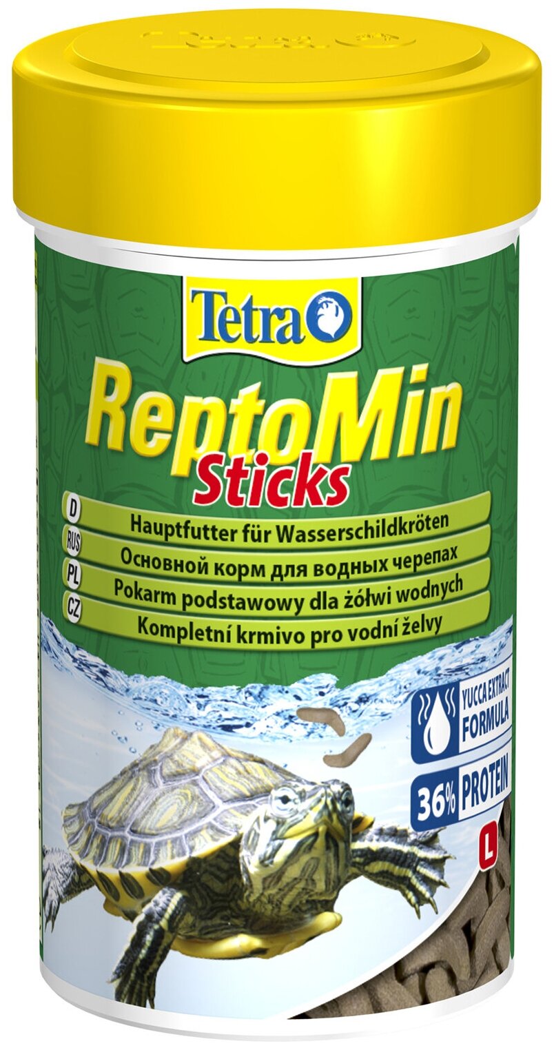 Tetra ReptoMin Основной корм для водных черепах 100мл (палочки) - фотография № 4