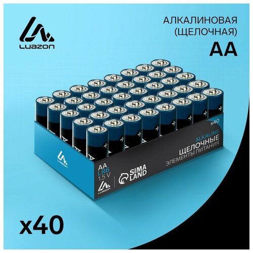 Батарейка алкалиновая (щелочная) LuazON AA LR6 набор 40 шт батарейка алкалиновая щелочная luazon aa lr6 набор 24 шт