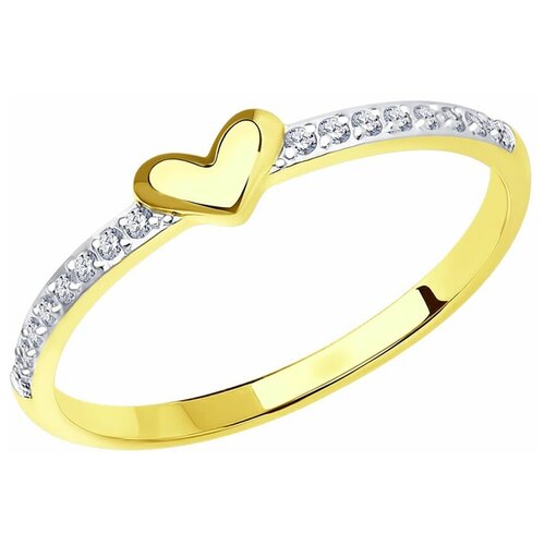 Кольцо SOKOLOV, желтое золото, 585 проба, фианит, размер 16.5 кольцо бесконечность из золота с фианитами 016622 16