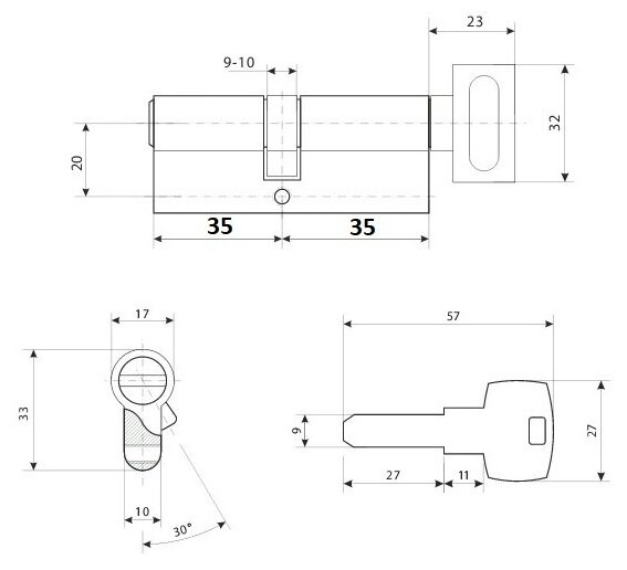 Цилиндровый механизм Apecs SM-70-C-NI - фотография № 6