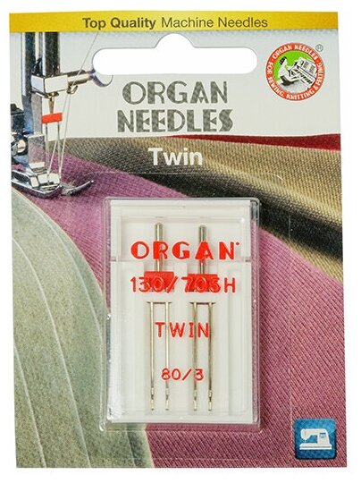 Иглы Organ двойные стандартные № 80/3.0, 2 шт. - фотография № 2