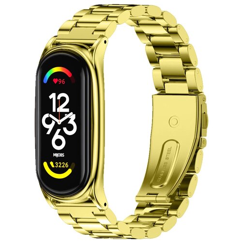 Ремешок для Xiaomi Mi Band 7 Блочный / Металлический браслет для Сяоми Ми Бэнд 7 (Золото)