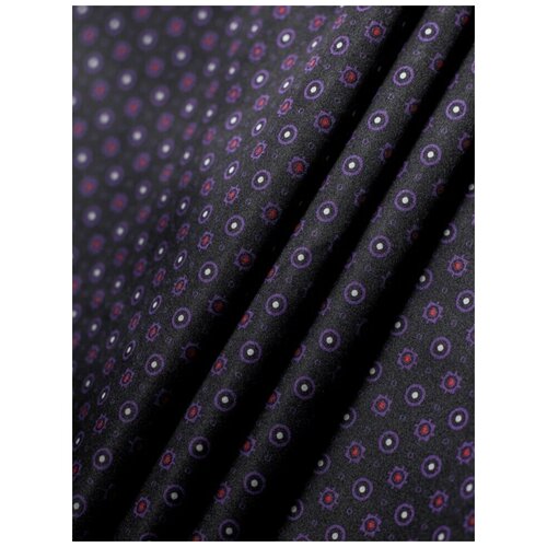 фото Ткань подкладочная жаккард черная, фиолетовая для шитья. кружочки. принт. mdc fabrics pcr/79 для одежды. отрез 1 метр