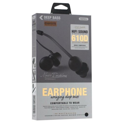 Стереонаушники с микрофоном Remax RM-610D 12м плоский чёрный 106300₽