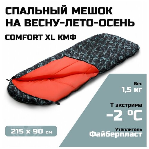 Спальный мешок одеяло Prival Camp Comfort XL КМФ город, t extr -2 °С, 215х90 см