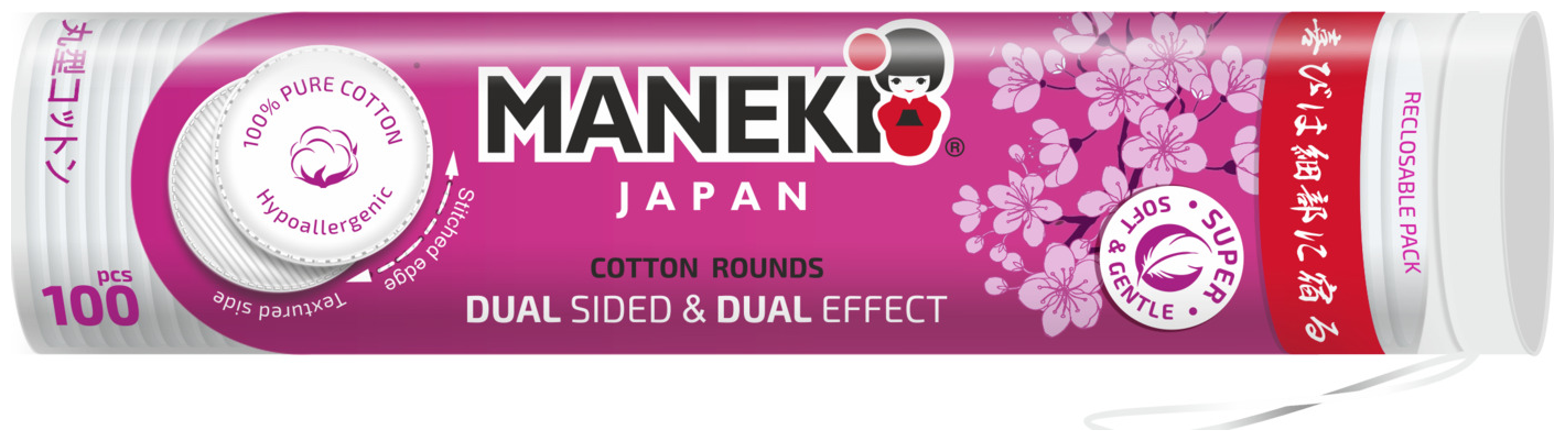Maneki Диски ватные двусторонние косметические DUAL с пресс-линией 100 шт.