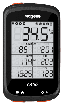 Бепроводной GPS велокомпьютер Magene С406 - 37 функций (совместим с датчиками: скорости, каденса, пульса, измерителя мощности)