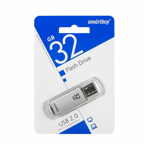 Память Flash USB 32 Gb Smart Buy V-Cut Silver usb накопитель 64 gb smart buy v cut black