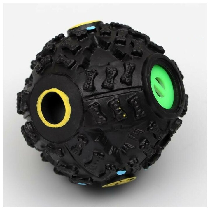 Игрушка для собак Пижон Квакающий мяч, жесткий, 7,5 см, черный