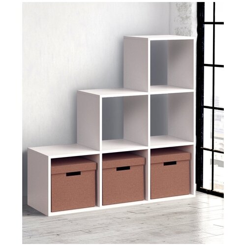 Стеллаж напольный Лесенка, 6 секций (белый)