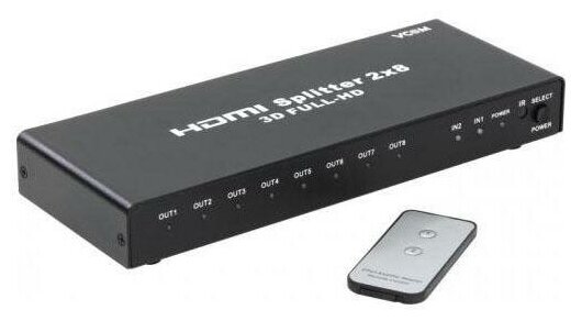 Сплиттер HDMI VCOM Telecom DD4528 черный DD4528_2-8_HDMI_SPLITTER