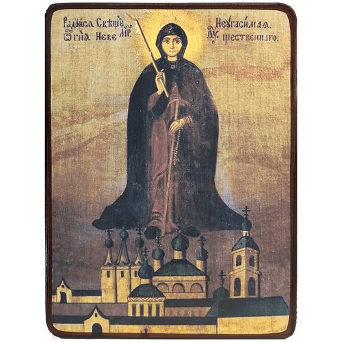 Икона Неугасимая Свеча Божией Матери на тёмном фоне, размер 8,5 х 12,5 см