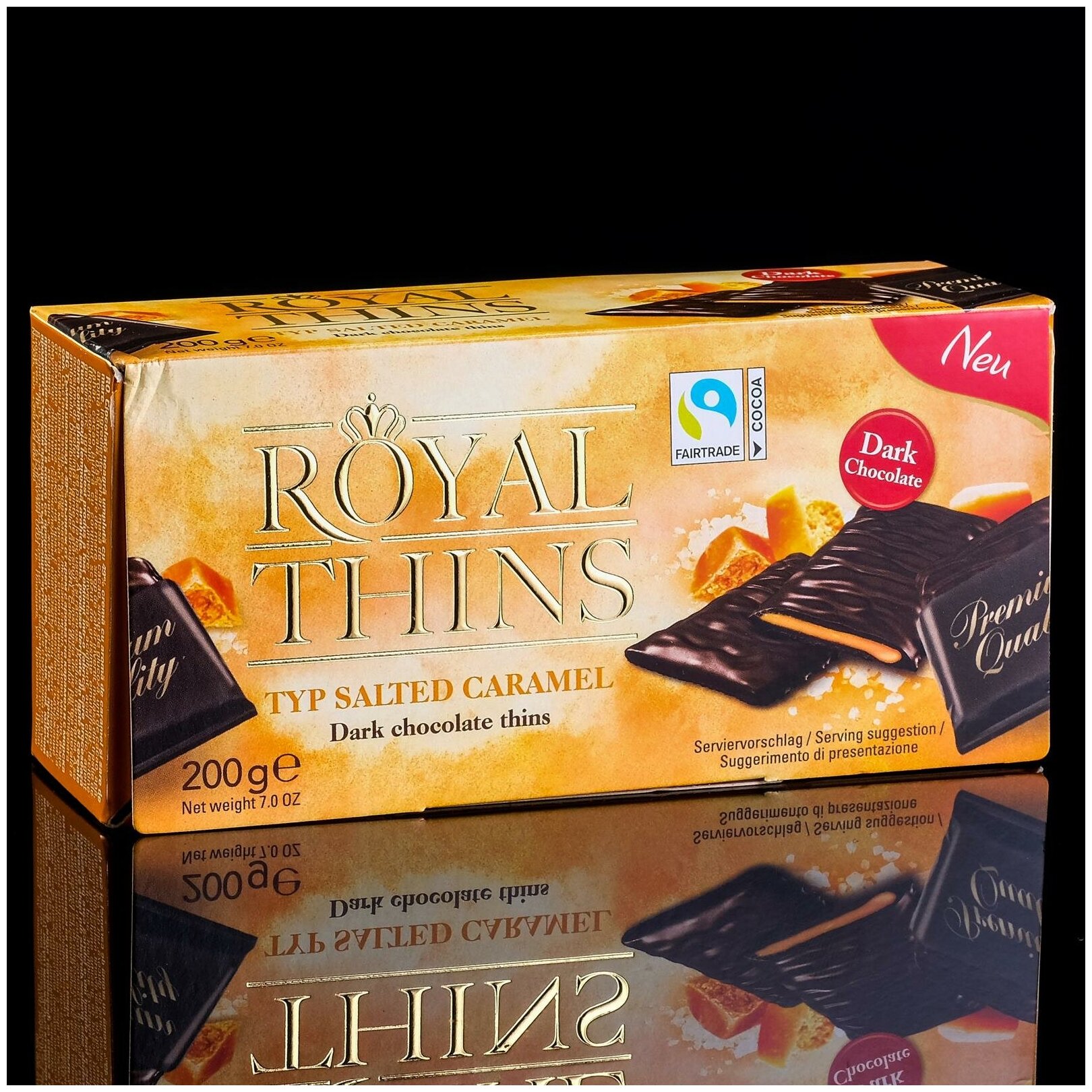 Шоколадные плитки Halloren Royal Thins со вкусом соленая карамель, 200г - фотография № 2