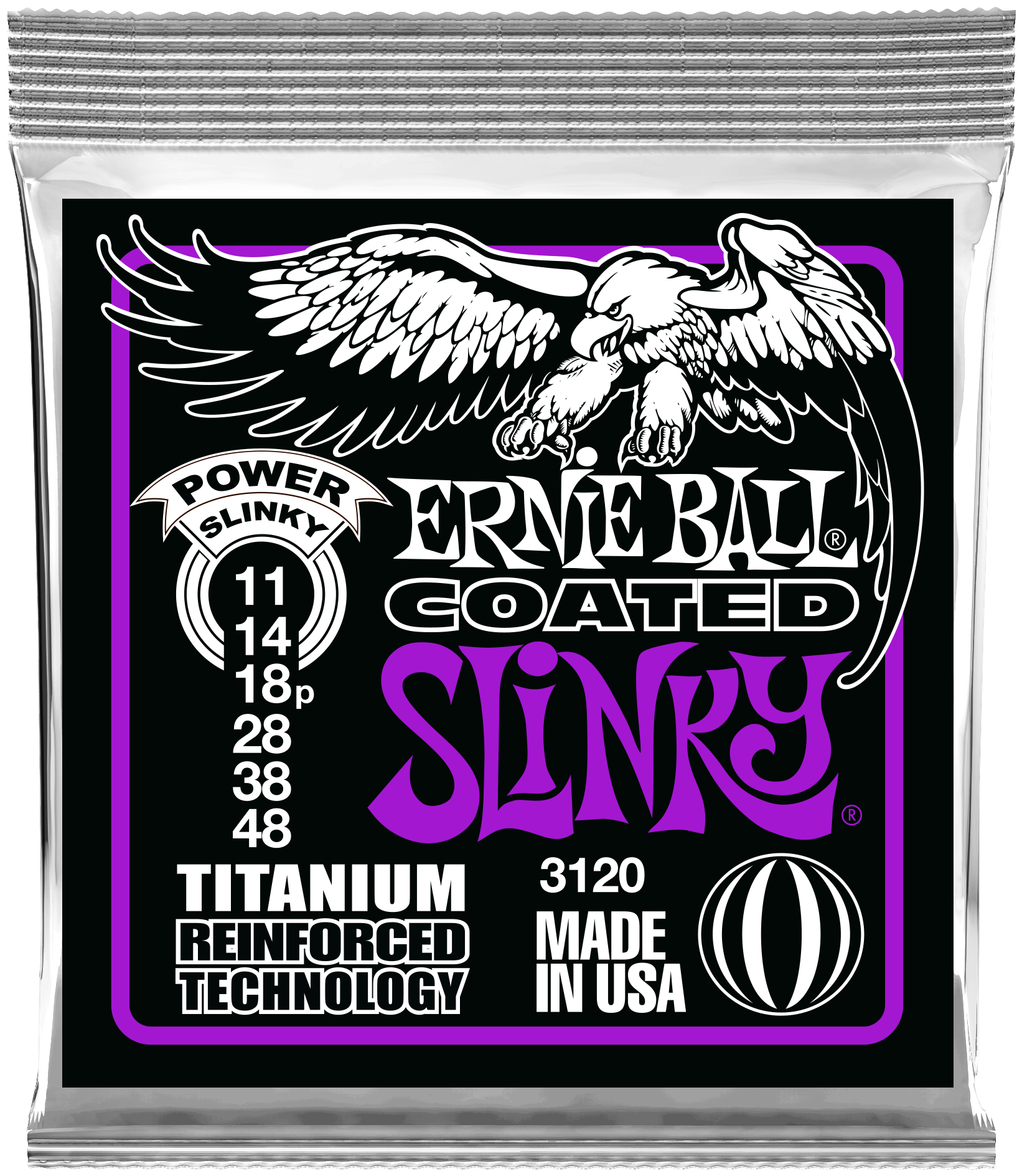 Струны для электрогитары Ernie Ball 3120 Power Slinky Coated Titanium RPS 11-48, Ernie Ball (Эрни Бол)