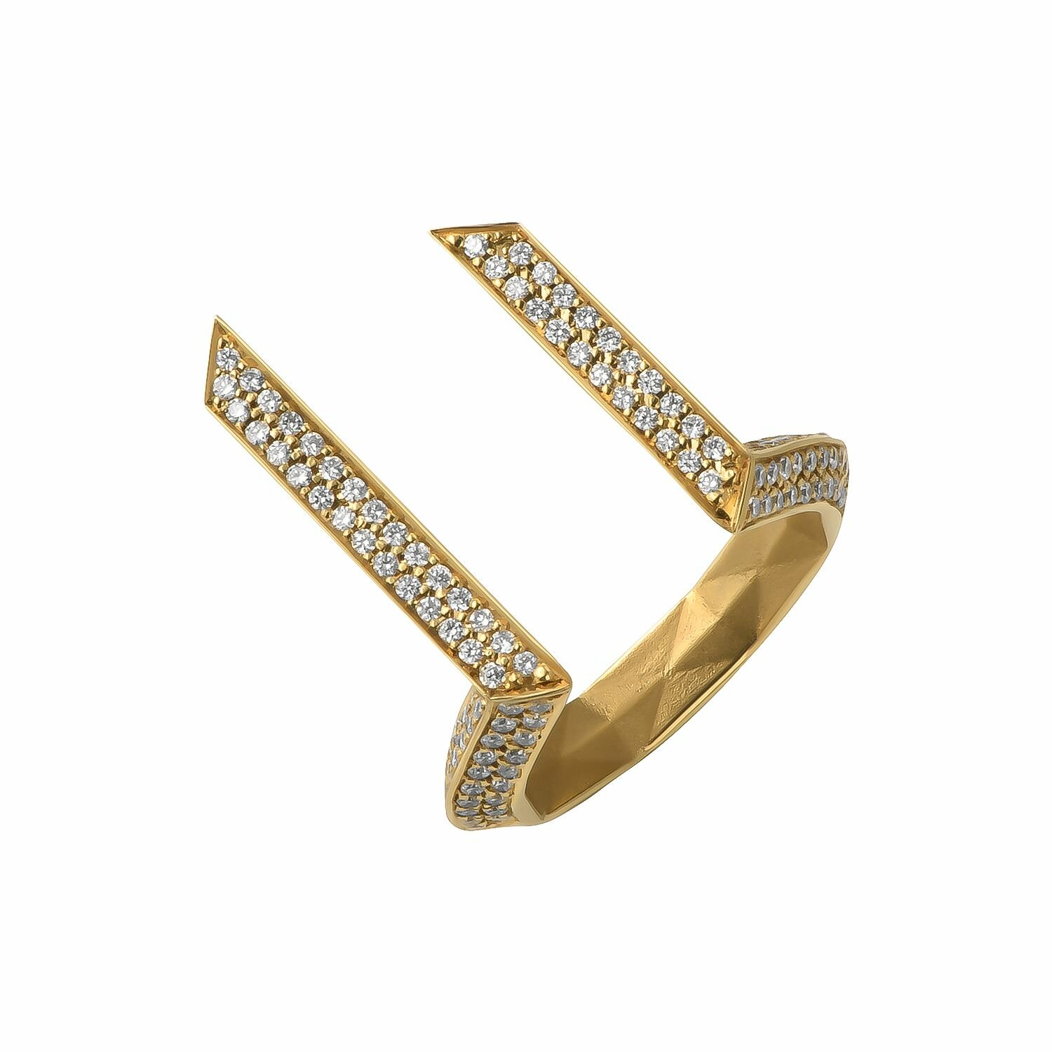 Кольцо Constantine Filatov разомкнутое кольцо с бриллиантами, желтое золото, 585 проба, бриллиант, размер 15.5, желтый