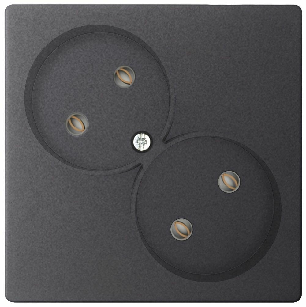 Simon 24 Графит Розетка двойная 2К без защитных шторок 2450457 038