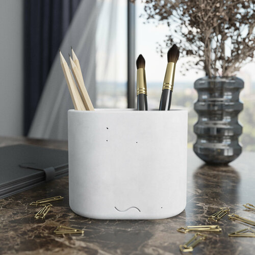 Канцелярский стакан Astrid Duo органайзер для канцелярии 125х85х10 см бетон белый матовый 2200₽