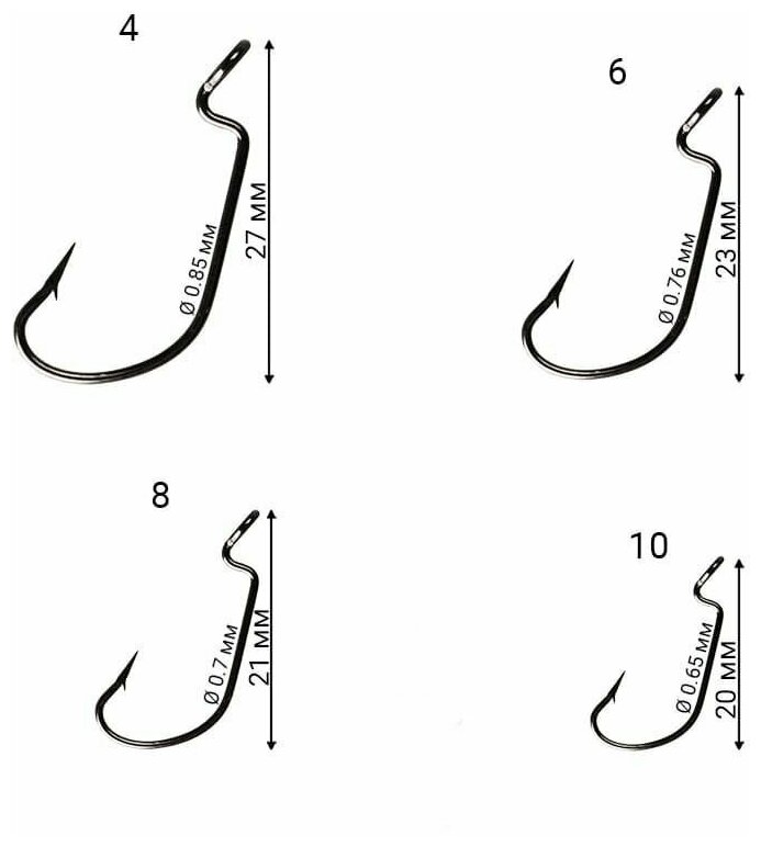 Офсетный крючок Crazy Fish Offset DN hook №4 длина 34 мм 10 шт — фото 1