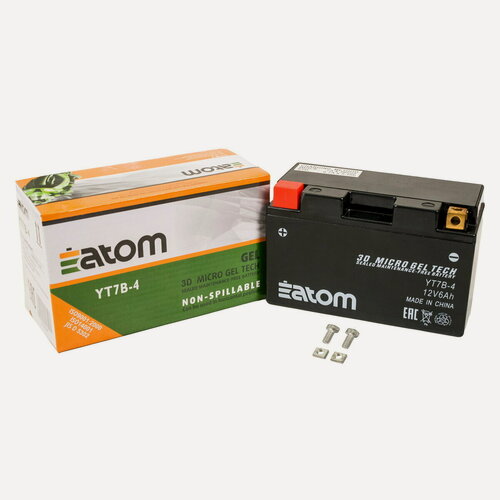 Изображение товара ATOM Мото аккумулятор YT7B-BS (YT7B-4) GEL гелевый