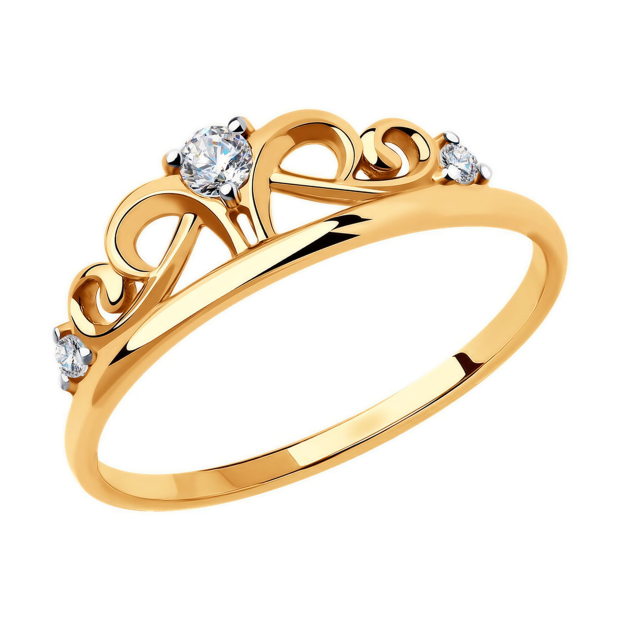 Кольцо Diamant online, красное золото, 585 проба, фианит