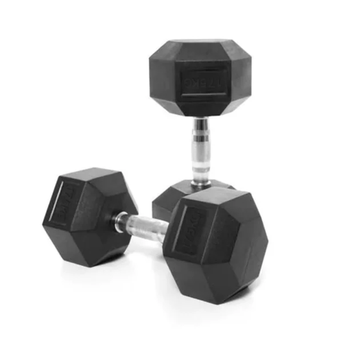 Гантель 17.5 кг обрезиненная, гексагональная, хромированная ручка 1 шт