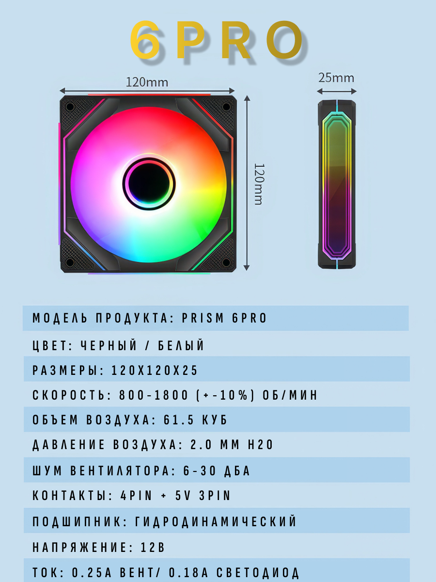Корпусный вентилятор Jungle Leopard 6 PRO 120мм, с эффектом зеркала, черный — фото 1