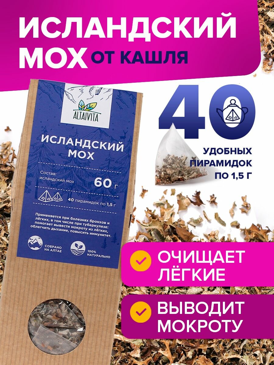 Исландский мох в пирамидках 60 грамм Цетрария сбор от кашля