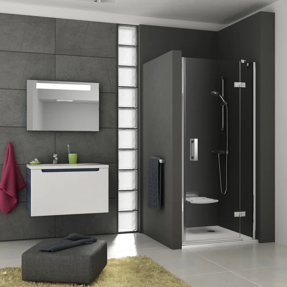 Душевая дверь в нишу Ravak Smartline SMSD2-100 A R стеклянная распашная 100 см одностворчатая