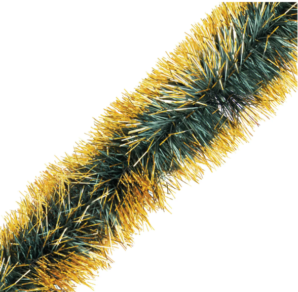 Мишура комплект 3 штуки диаметр 100мм длина 2м зеленая с золотистыми кончиками