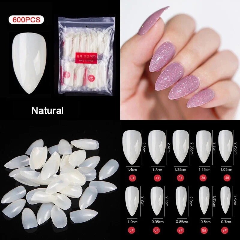 Накладные ногти Natural, 600 шт, стилет