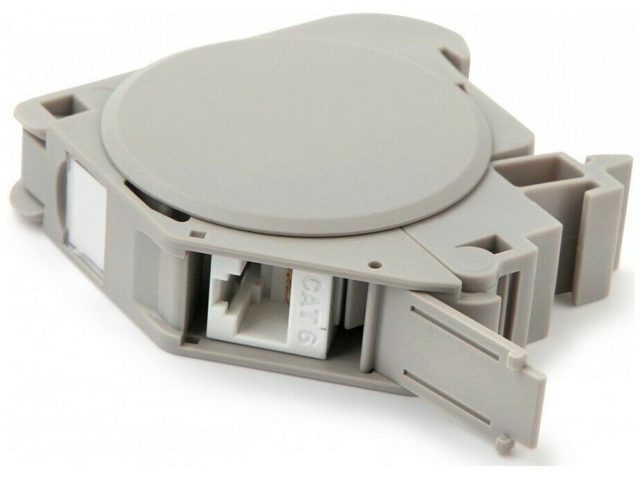 фото Крепление для Keystone Jack на DIN-рейку в распределительные щиты Hyperline FP-IE-DIN-KJ-1A-GY