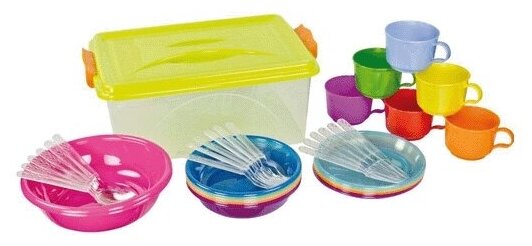 Пластиковый набор для пикника на 6 персон, цвет в ассортименте
