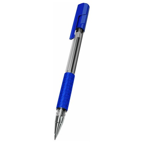 Ручка шариковая Deli Arrow EQ01730 прозрачный/синий диаметр 1мм синие чернила резиновая манжета