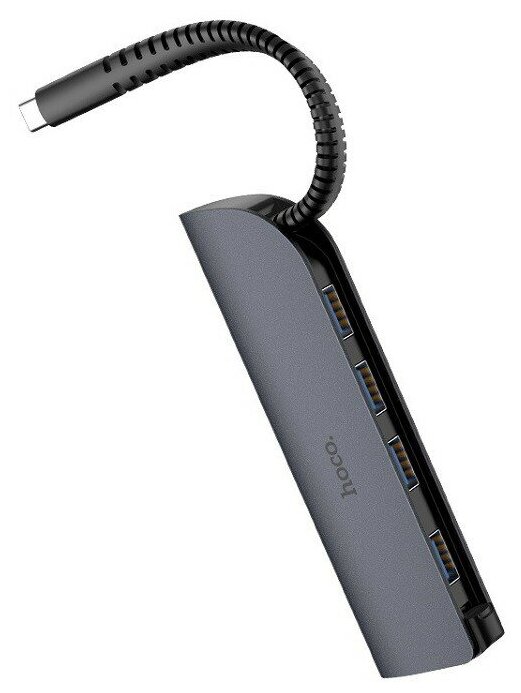 USB-концентратор HOCO HB13 4 USB выхода кабель Type-C цвет серый