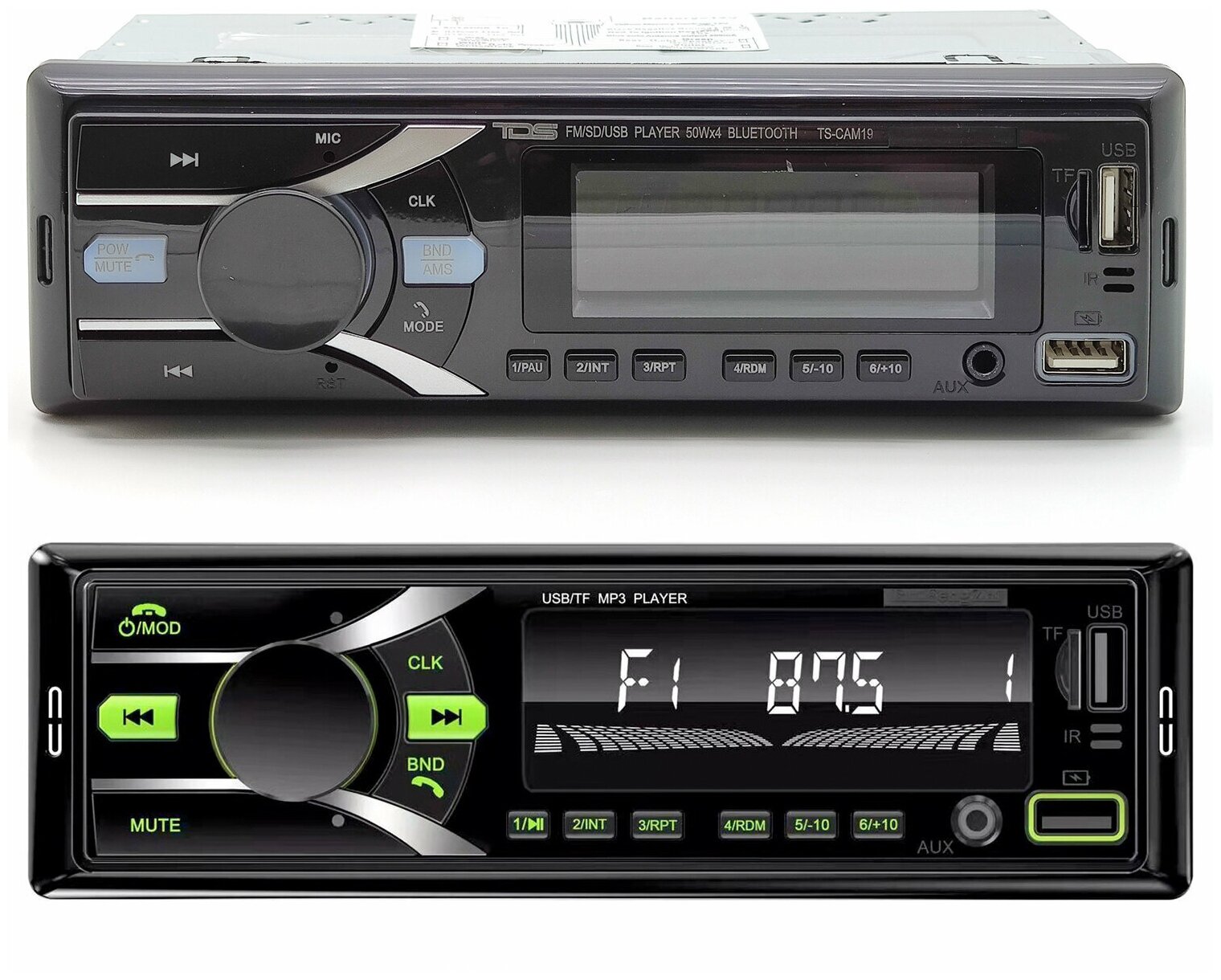 Автомагнитола съемная панель с Bluetooth , FM, AUX, USB, microSD, пульт ДУ, эквалайзер TDS TS-CAM19