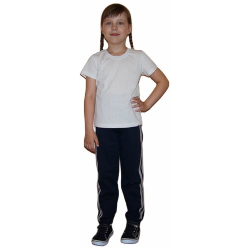 фото Комплект белошвейка а 010б/047тс_30 белая футболка для девочки и мальчика + спортивные штаны детские на физкультуру в школу, детский сад