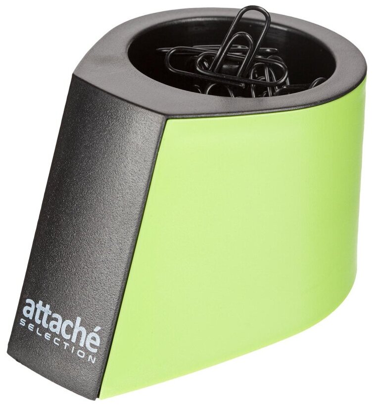 Скрепочница магнитная Attache Selection, цвет черный/зеленый, 1 шт.