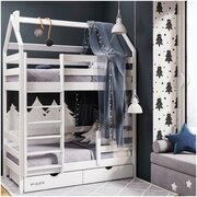 Кровать детская Mi-Gusta Masta, 189x220x89, массив берёзы, двухъярусная кровать-домик, без ящиков