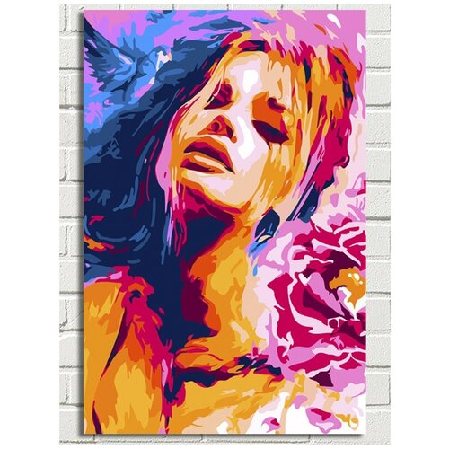 Картина по номерам на холсте Красочная девушка (Абстракция, поп арт) - 9041 В 60x40