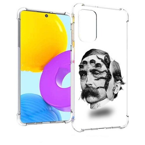 Чехол задняя-панель-накладка-бампер MyPads страшное лицо мужчины для Samsung Galaxy M52 5G противоударный