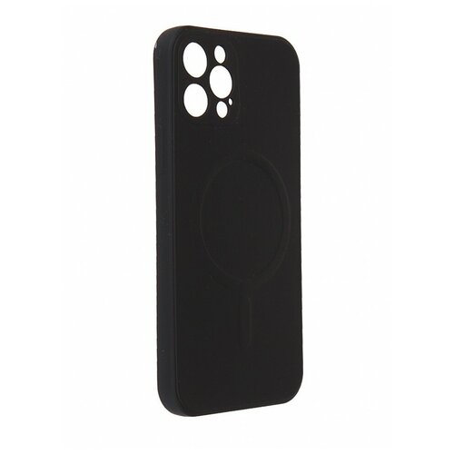 Чехол DF для APPLE iPhone 12 Pro с микрофиброй Silicone Black iMagnetcase-03