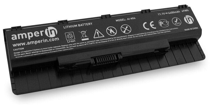 Аккумуляторная батарея Amperin для ноутбука Asus N Series 11.1v 4400mAh (49Wh) AI-N56