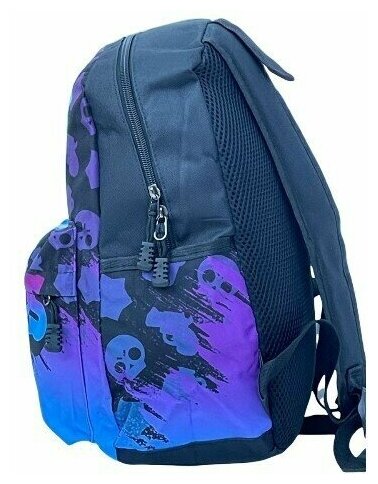 Школьный Рюкзак Brawl Stars LEON, голубой/фиолетовый (42х30х12 см) / Рюкзак для школы, для спорта и путешествий
