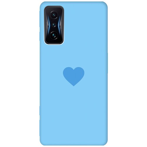 Силиконовый чехол на Xiaomi Poco F4 GT, Сяоми Поко Ф4 ГТ Silky Touch Premium с принтом Heart голубой матовый чехол на xiaomi poco f4 gt сяоми поко ф4 гт soft touch черный