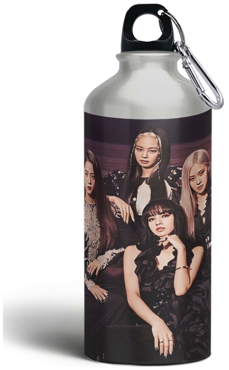 Бутылка спортивная,туристическая фляга, 500мл с карабином BLACKPINK - 3